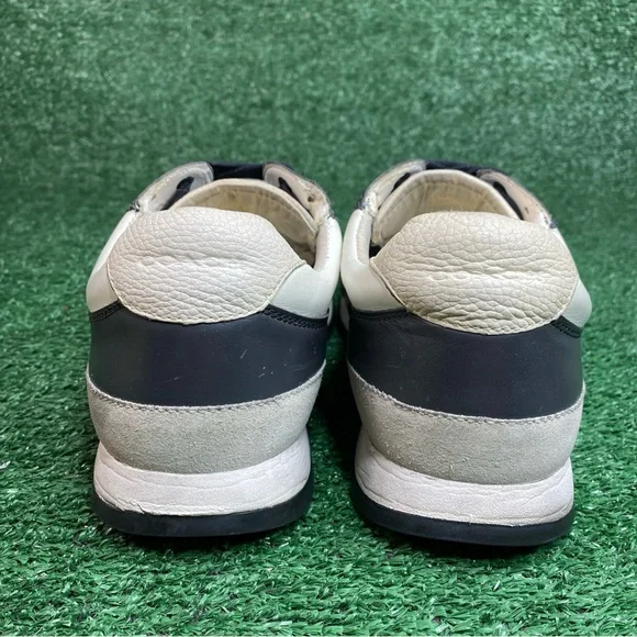 Coach Mens Runner Leather Lace Up Sneaker Cream / Gray Size 10.5